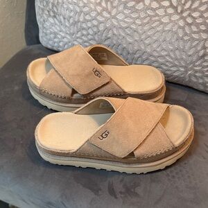 UGG Beige Suede Slide Sandals